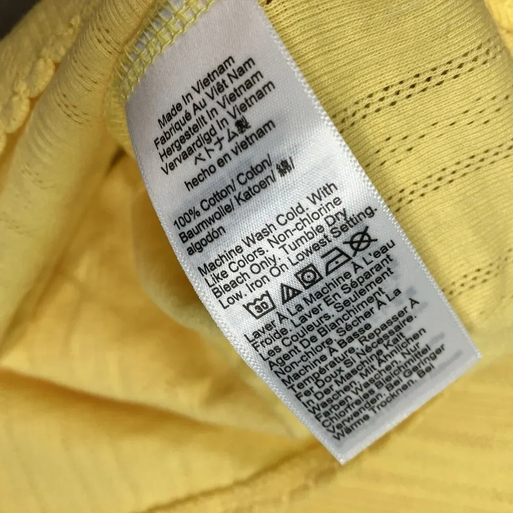 J Crew Pointelle Scalloped Tank Top‎ Yellow Cotton Sleeveless CI698 Womens XL